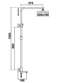 Душевая стойка Rose R1036H чёрный матовый